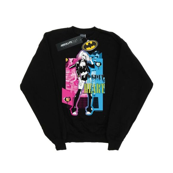 DC Comics Girls Harley Quinn Rebel Heart Sweatshirt / Black